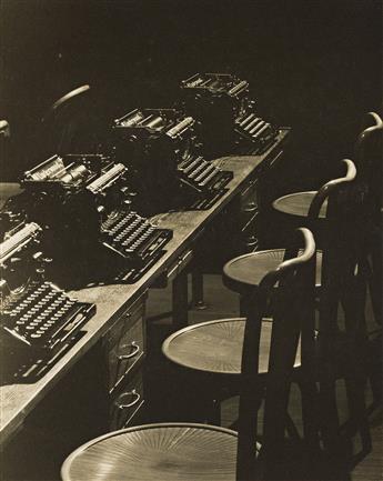 WENDELL MACRAE (1896-1980) Row of Empty Stools and Typewriters.                                                                                  